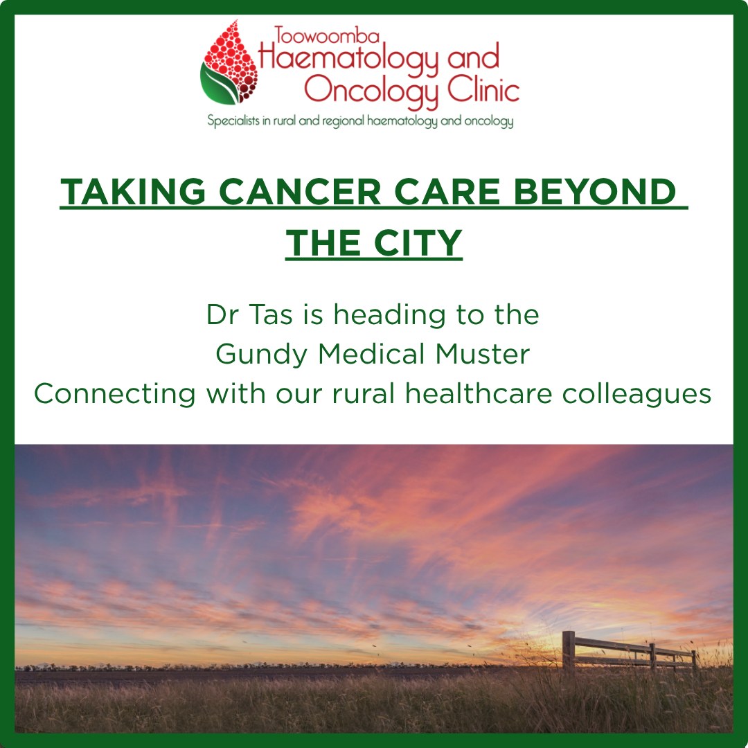 This weekend, our Medical Oncologist Dr Tasafin Hossain (Dr Tas) is heading west to Goondiwindi for the Gundy Medical Muster - an event held every two years that brings together healthcare professionals from across rural and regional Queensland.
At Toowoomba Haematology & Oncology Clinic, we believe that where you live shouldn’t determine the quality or timeliness of the care you receive.
That’s why we’re committed to working closely with our rural and regional colleagues - building strong clinical relationships, sharing knowledge and supporting local healthcare teams so their patients can access specialist cancer care as close to home as possible.
While she’s at the Muster, Dr Tas will be connecting with colleagues and sharing information about our Rapid Access Cancer Assessment Pathway (RACAP) - a pathway designed to help GPs and other healthcare professionals fast-track specialist assessment for patients presenting with concerns that may indicate cancer, helping reduce delays in reaching a diagnosis and getting the right care underway.
To all our rural healthcare colleagues attending this weekend - keep an eye out for Tas, say hello and come and have a chat!
We’re proud to be part of a healthcare community that works together to improve access to cancer care for patients across regional and rural Queensland.
Because great cancer care shouldn’t depend on your postcode 💚
#ToowoombaHaematologyAndOncology #GundyMedicalMuster #Goondiwindi #RuralHealth #RegionalHealthcare #CancerCare #CancerAwareness #RACAP