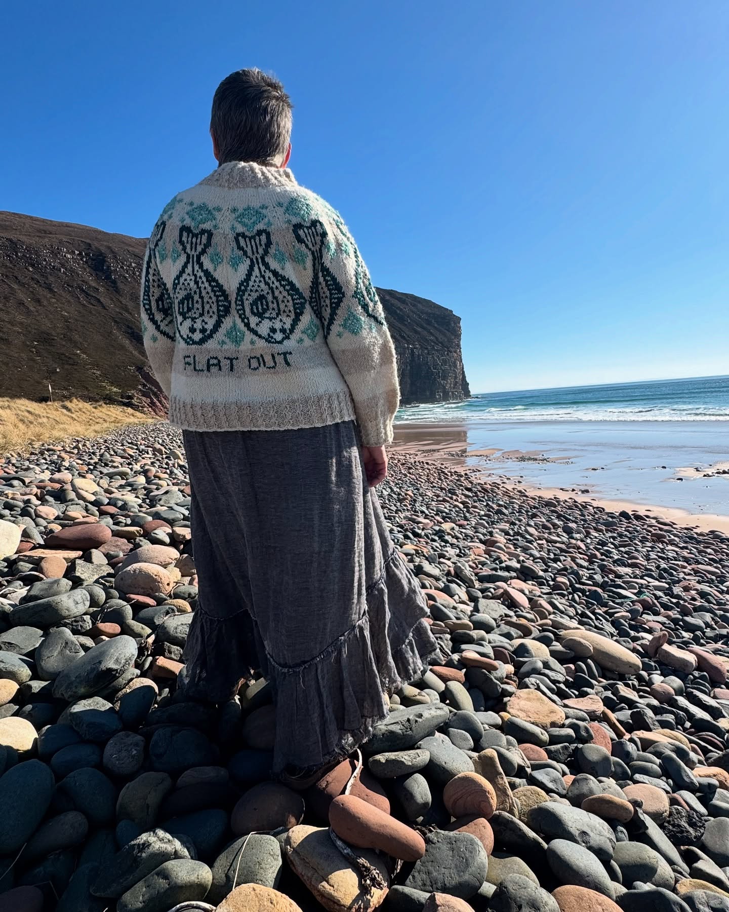 Ever not knitted a pattern because you thought that it may not suit your shaped body? I raised my hand to that one so many times in the past… but not any more!
I loved the #halibutsweater by @boylandknitworks but I knew it needed some mods to fit my shape better, but I didn't know where to start. Enter Milli from @tribeyarnslife who ran a KAL to guide us through adapting the yoke to fit our shape. Yay! AND … learn how to do #intarsia so that the motifs can be knitted using ANY colour instead of the usual stranded colourwork which requires the same colour to be used around the round. Just BRILLIANT!
This opened up a whole new way of thinking about using colour for motifs, whilst also having a lighter resultant fabric because the stranding only goes across the motifs and is not carried across between each motif. What a revelation!
I also had a play with trying to knit some text… as you can see on the back of my jumper. Just for fun!
My ‘fishy jumper’ has become my daily companion on our road trip @idoamazingthings .
I am so happy that Caitlin Hunter has designed such a fabulous knit.
I’m also so very grateful for Milli through the #kalibut to guide us through how to make modifications on the yoke so that the jumper fits me perfectly, and opened up a new way of looking at the colour of motifs in my knitting. Now I can use what I’ve learned for ANY jumper. Thank you Milli.
I’ve used the most gorgeous @uistwool yarn and @artyarns purchased from @tribeyarnslife
Anyone else have a jumper that they found they just loved to wear?