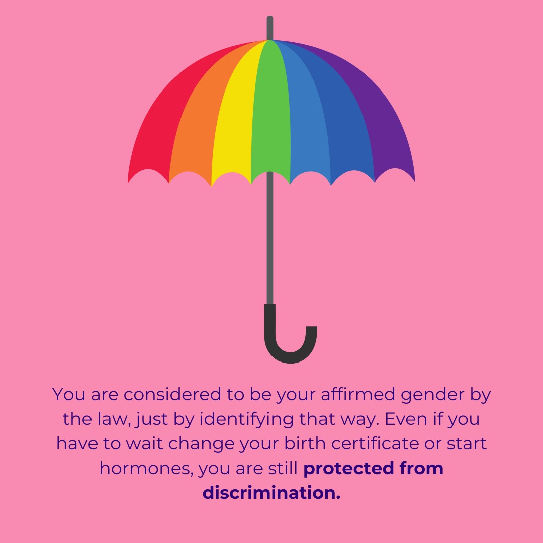 It's Trans Awareness Week! If you are under 18, trans, and your parents aren't supportive, you can access free and confidential legal advice about socially and legally affirming your gender.