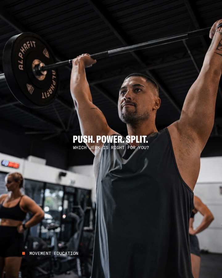 Privacy Policy 12 The jerk helps you move more efficiently, lift heavier, and build confidence under the bar.
push jerk:
a great option if you want to move heavier loads overhead without adding more complex footwork.
power jerk:
this variation helps build timing, speed under the bar, overhead stability, and control.
split jerk:
the best option for your heaviest lifts, while also developing balance, coordination, and confidence.
There’s no one “best” jerk variation. The right one is the one that feels strongest, safest, and most comfortable for you right now.
As you progress from strict press to push press to jerk, the movement becomes more efficient, helping you continue building strength and skill overhead.
Not sure which one to use? Ask your coach next time you’re in session.
