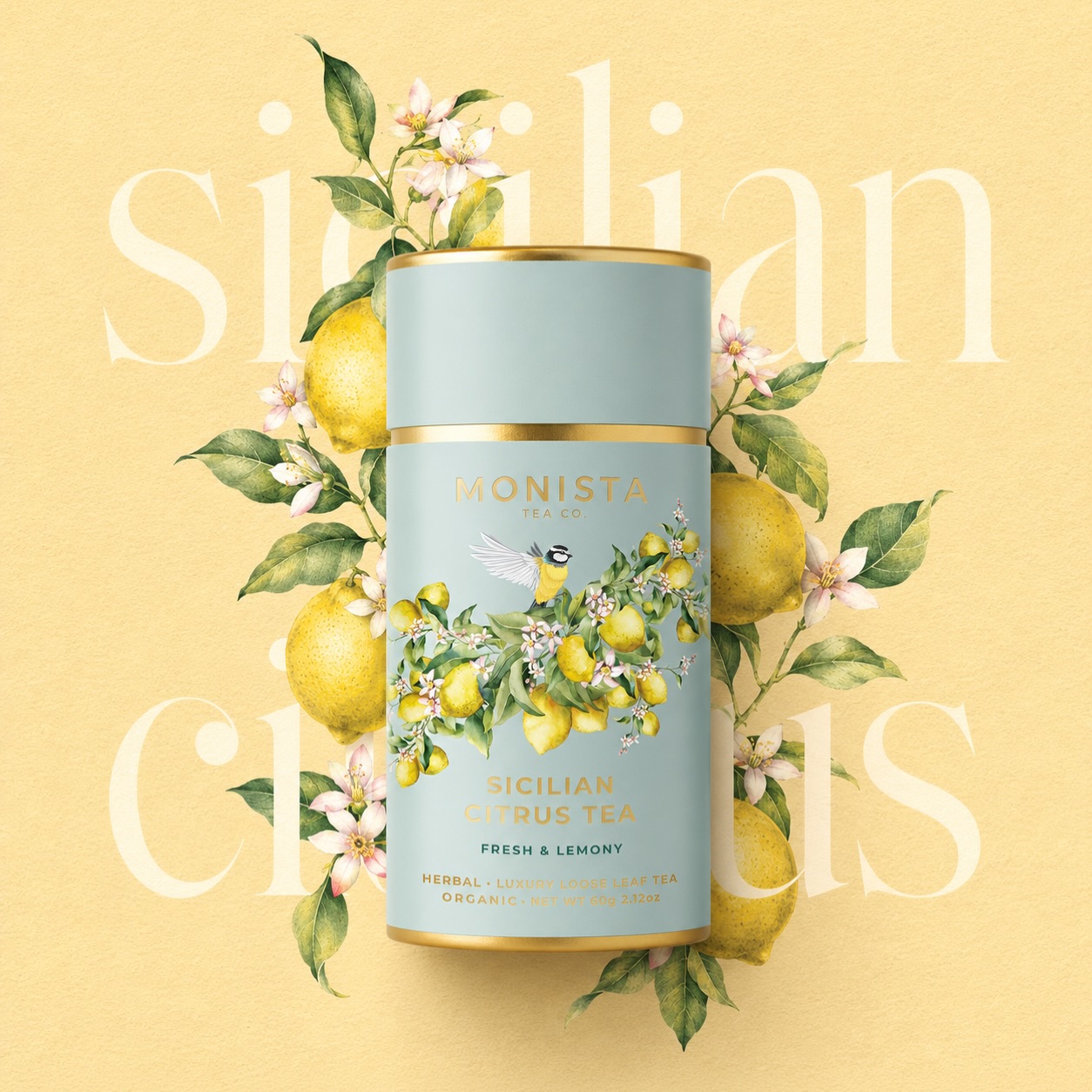 Sunlit lemon, soft mint breeze,
a golden sip of Sicily.
Bright as morning, light as air,
a little citrus holiday, anywhere.