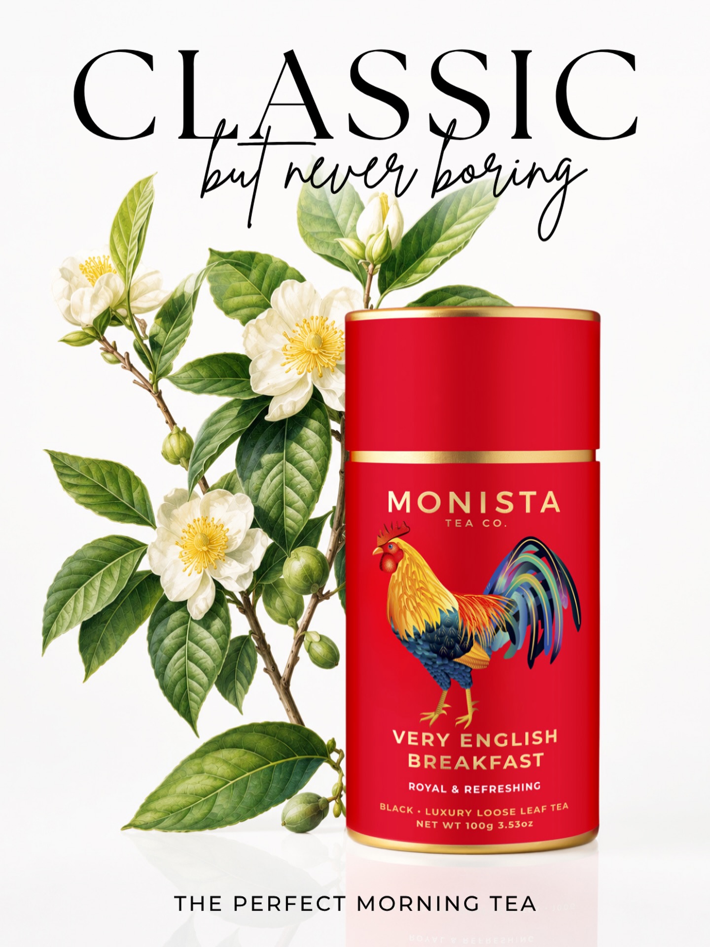 Monista’s Very English Breakfast is a beautifully balanced black tea blend with rich amber colour, medium body and a smooth, refreshing finish.
It’s traditional without being tired. Reliable without being dull. The sort of tea you can introduce to anyone and know it will instantly become a favourite.