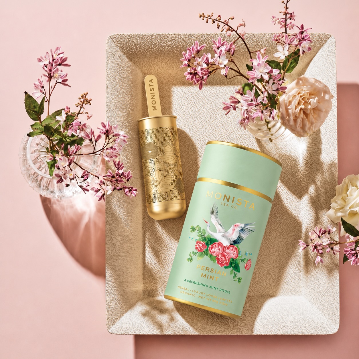 Meet Persian Mint, Monista’s refreshing organic herbal tea made for mint lovers. This caffeine-free loose leaf tea blends peppermint and spearmint with delicate rose petals, creating a clean, cooling cup with a soft floral finish.
Perfect after meals, as a refreshing afternoon tea or whenever you need a light, uplifting pause.
Why you will love it
✓ Organic herbal loose leaf tea
✓ Naturally caffeine free
✓ 30–40 cups per canister
✓ Refillable Monista canister
✓ Thoughtful, plastic-free packaging
✓ Hand-blended in Melbourne, Australia
Fresh, elegant and beautifully refreshing ~ Persian Mint is a cooling ritual for any time of day.
