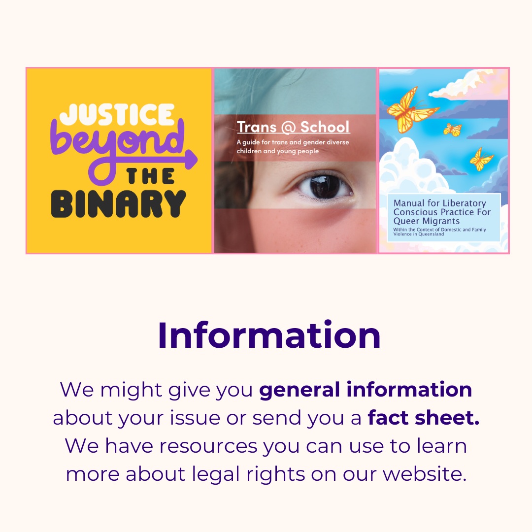 LGBTI Legal Service provides free legal help to LGBTIQA+ people and their families across QLD. Here's how we can help.